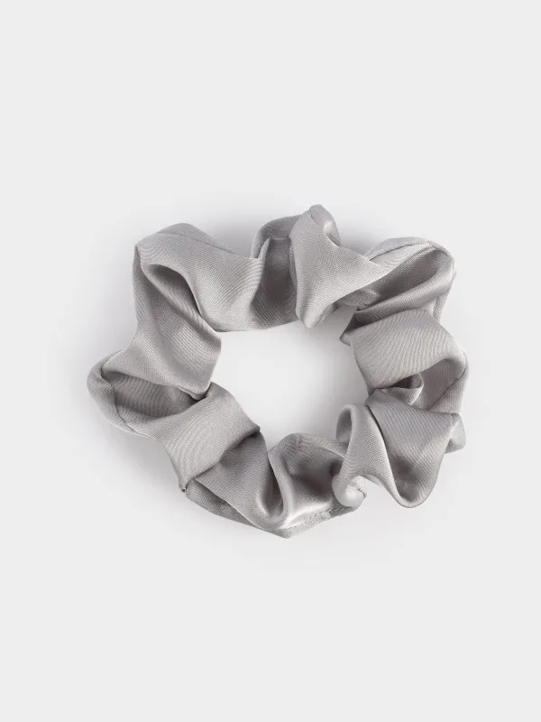 Резинка для волос, 6 см, сатин, серая, Silk, image-0