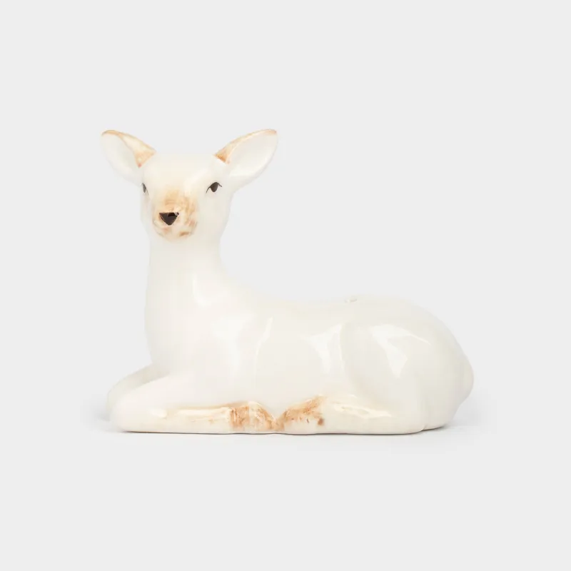 Емкость для соли или перца, 7 см, керамика, бело-бежевая, Олененок, Fawn