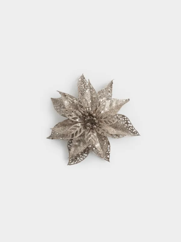 Украшение декоративное, 22 см, на клипсе, Пуансеттия, Flower decor, image-0