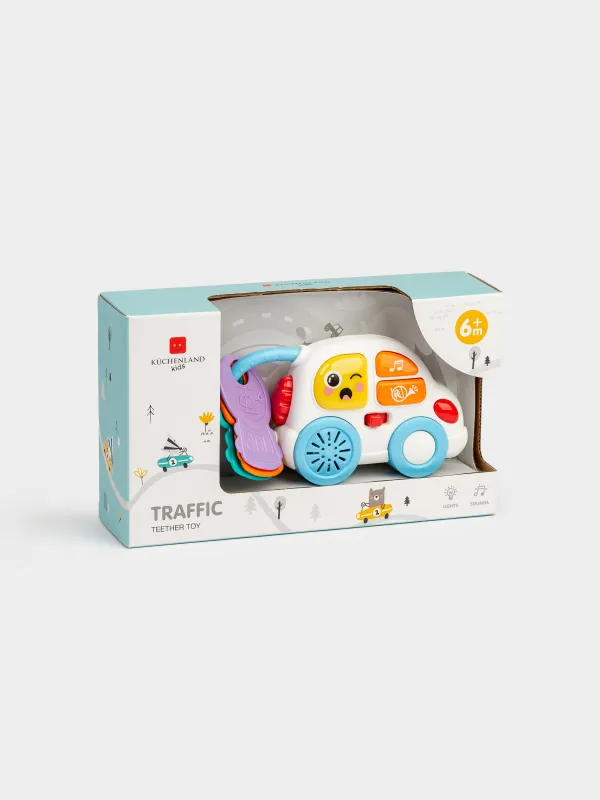 Игрушка-прорезыватель, 20х8 см, музыкальная, с подсветкой, пластик/полипропилен, Машина, Traffic, image-6