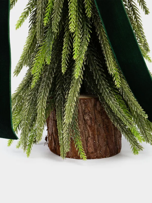 Ель искусственная, 41 см, полиэтилен, Ель с зеленым бантом и шаром, Conifer curved, image-3