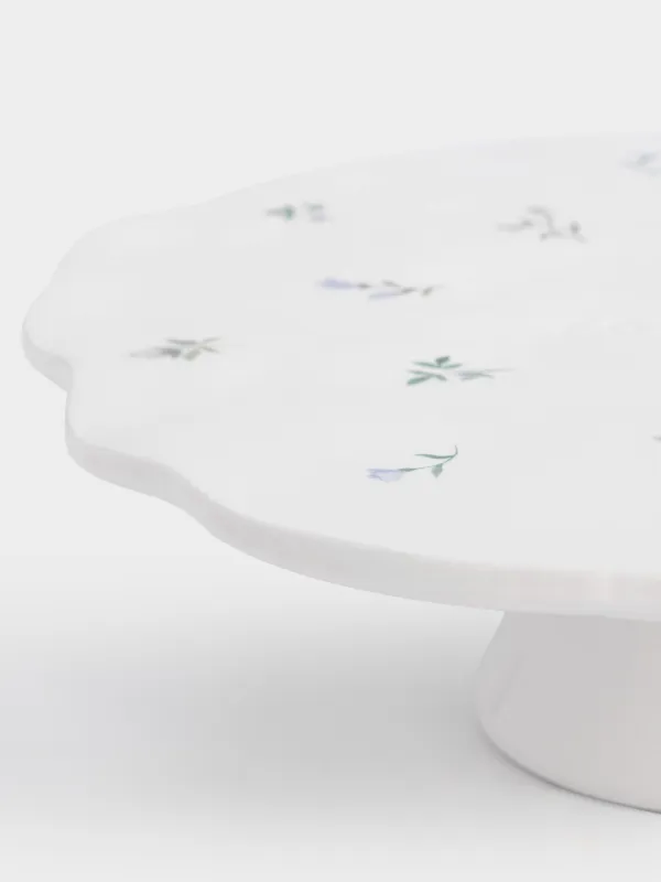 Блюдо на ножке, 23х7 см, керамика D, молочное, Нежные цветы, El flora, image-2