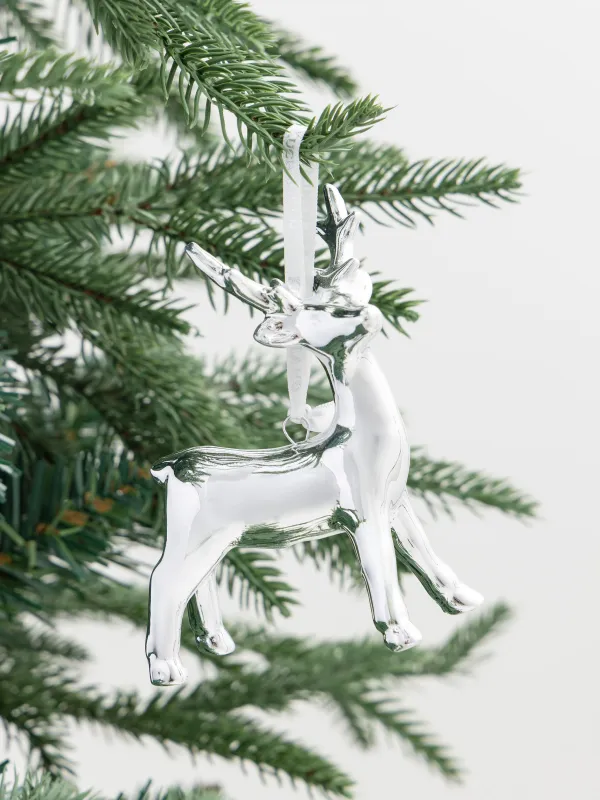 Игрушка елочная, 11 см, фарфор P, серебристая, Олень, Figure christmas, image-1