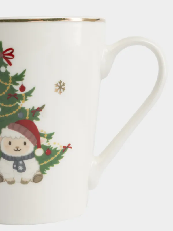 Кружка, 330 мл, Овечка у елки, Christmas lamb, image-1