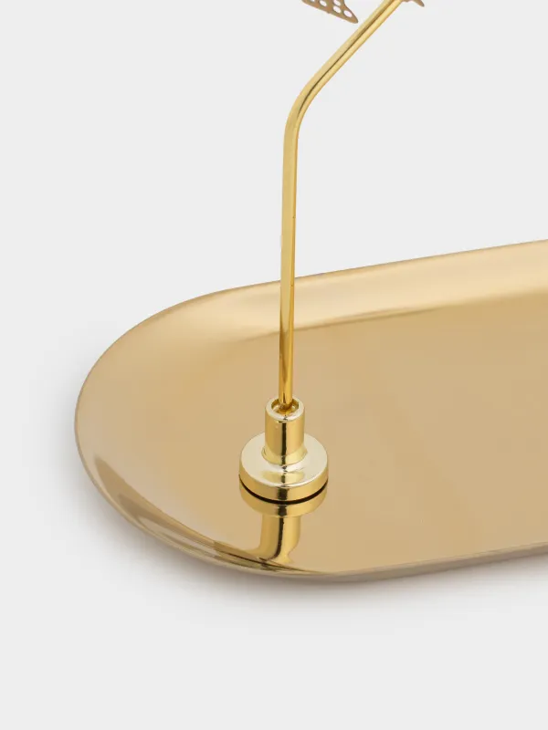 Подставка под свечу, 19 см, металл, овальная, золотистая, Елочки, Fantastic gold, image-1