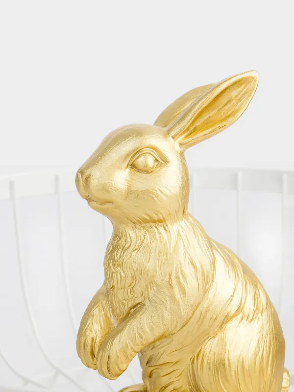 Корзина для фруктов, 29 см, металл/полирезин, молочно-золотистая, Кролик, Twist milk, image-4