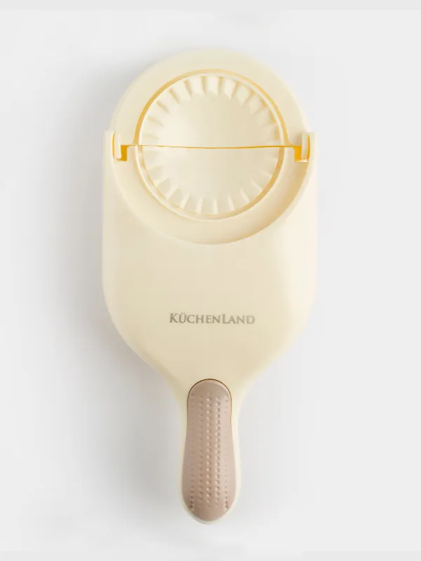 Форма для лепки вареников, 25х10 см, 2 в 1, с ручкой, пластик, бежевая, Bakery, image-0