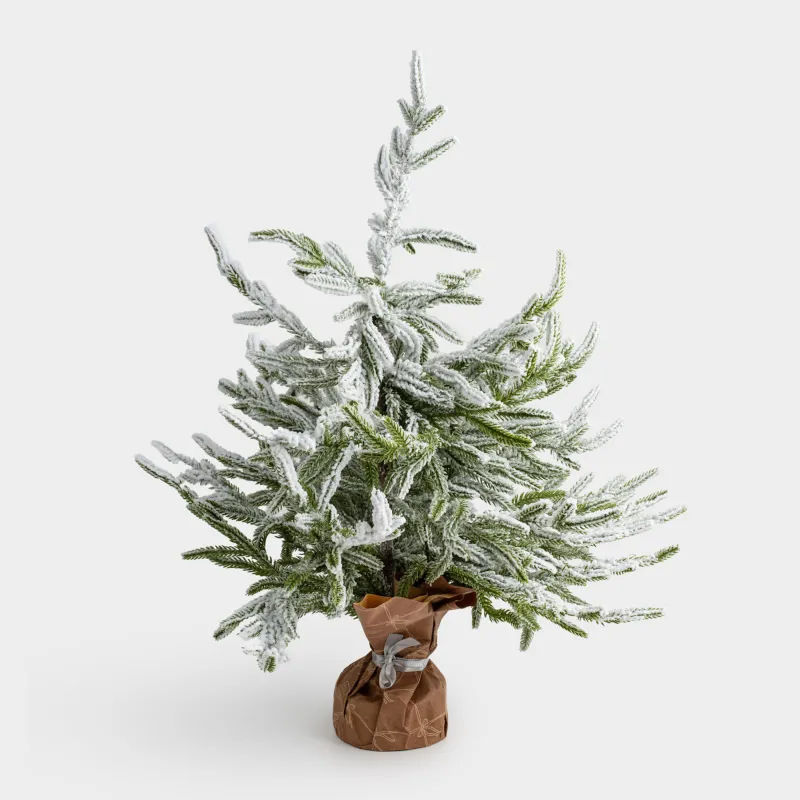 Ель искусственная, 60 см, в крафте, пластик, Ель в снегу, Snowy decor