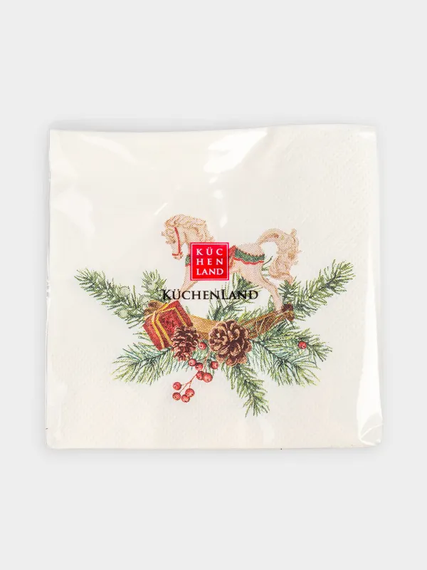 Салфетки бумажные, 21х21 см, 20 шт, Christmas miracle classic, image-3