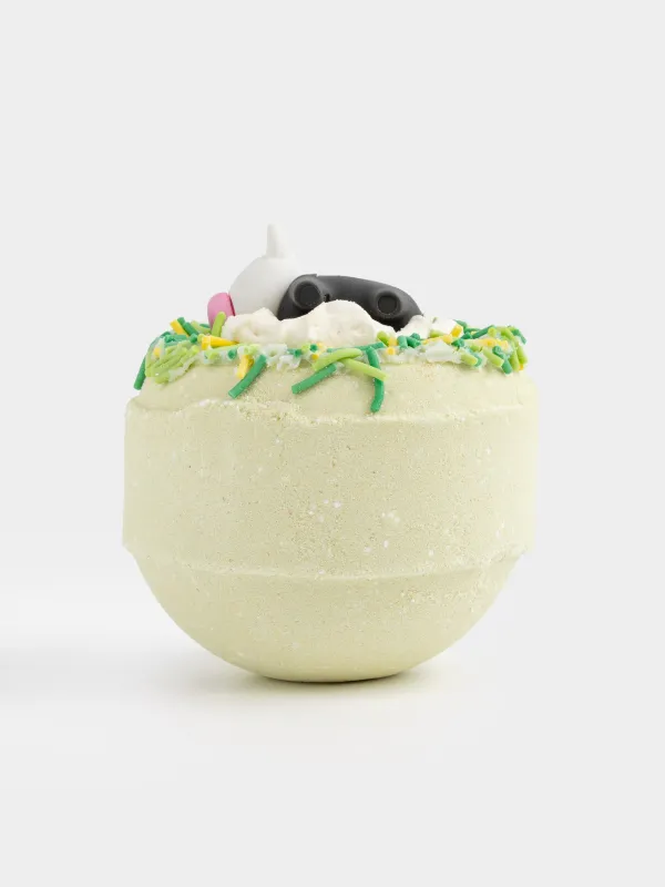 Бомбочка для ванны, 130 гр, с игрушкой, зеленая, Груша, Корова, Friends spa, image-3