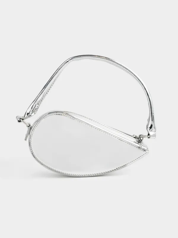 Сумка женская, 22х10 см, с ручкой, полиуретан, серебристая, Plenden, image-0