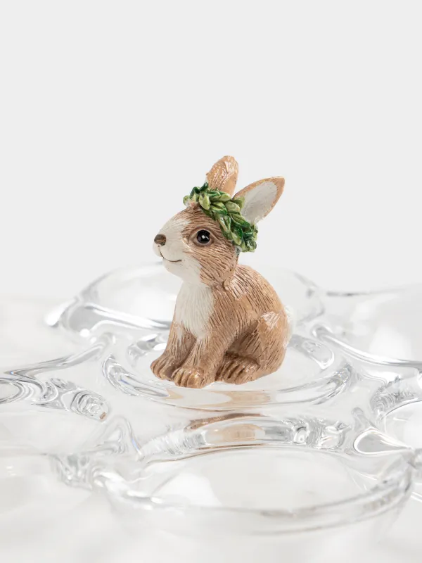 Блюдо пасхальное, 18 см, 6 отд, стекло/полирезин, Кролик, Clear figure, image-3