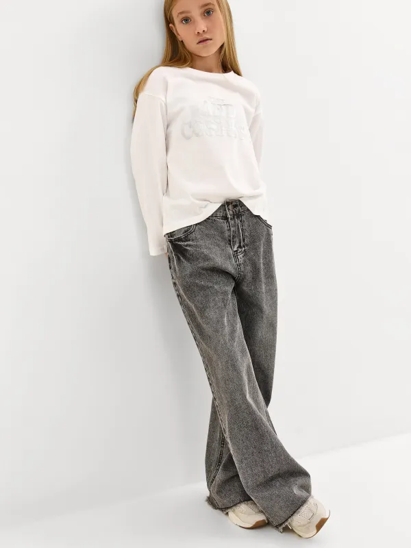 Джинсы детские, р. 122 см, для девочек, хлопок/полиэстер, светло-серые, Carmina, image-2