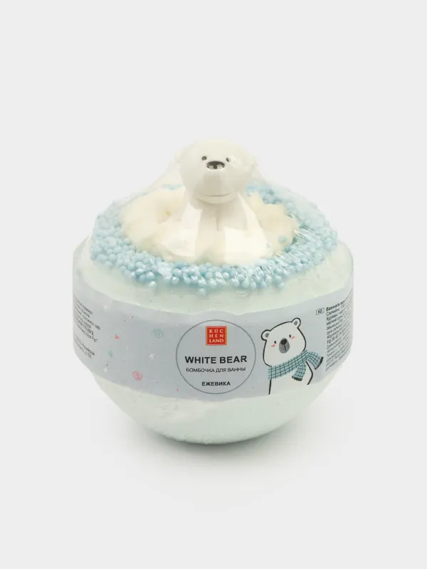 Бомбочка для ванны, 130 гр, с игрушкой, голубая, Ежевика, Мишка, White bear, image-4