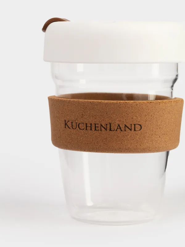 Стакан, 350 мл, с крышкой и манжетой, Clear cork, image-2