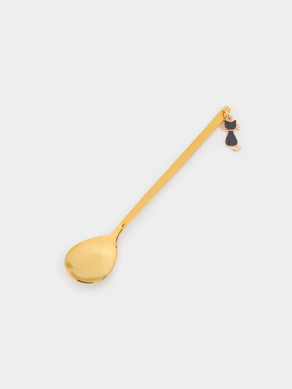 Ложка десертная, 14 см, 2 шт, сталь, золотистая, Коты, Cat, image-2