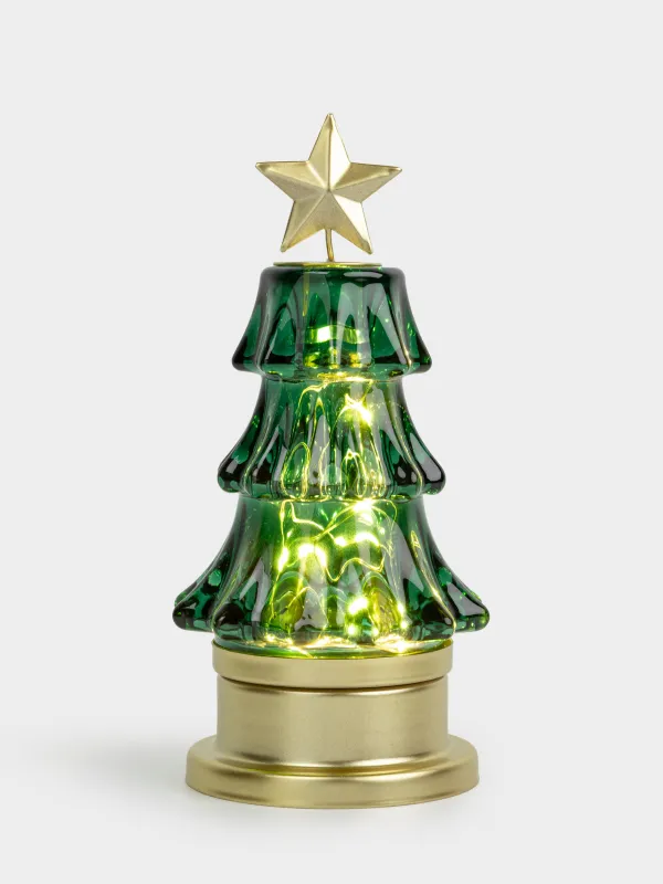 Светильник декоративный, 18 см, стекло/металл, золотистый, Елка, Golden style, image-3