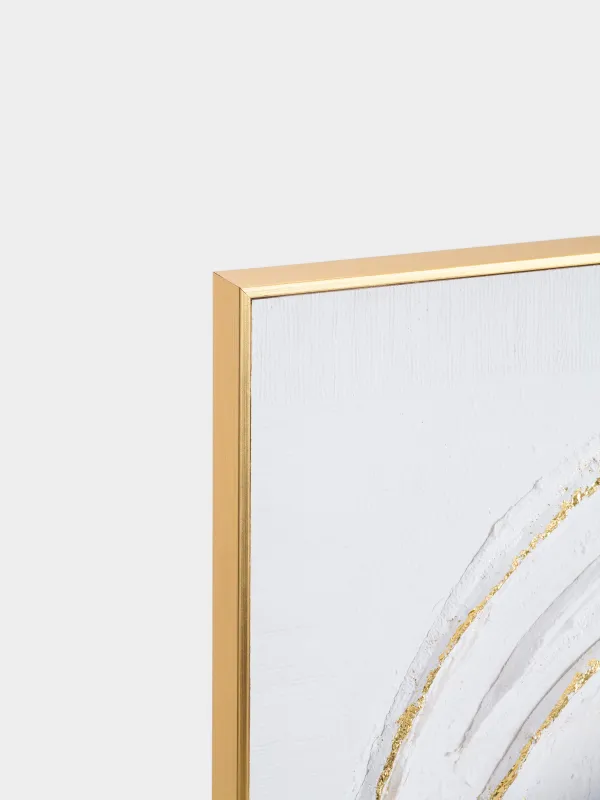 Картина в раме, 80х80 см, холст/фольга, бежево-золотистая, Круги, Abstract, image-2