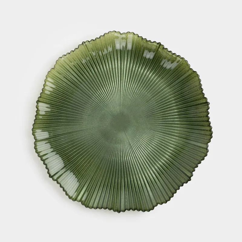 Тарелка обеденная, 28 см, стекло Р, зеленая, Ribby color