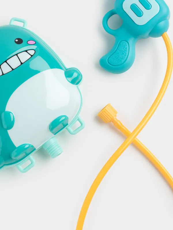 Пистолет водяной, 17 см, с рюкзаком-резервуаром для воды, пластик, голубой, Динозавр, Dino, image-4