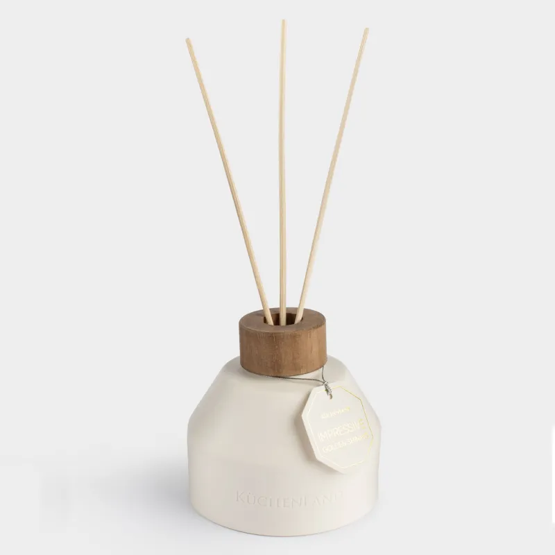 Ароматический диффузор, 200 мл, керамика, молочный, Golden shining, Impressive