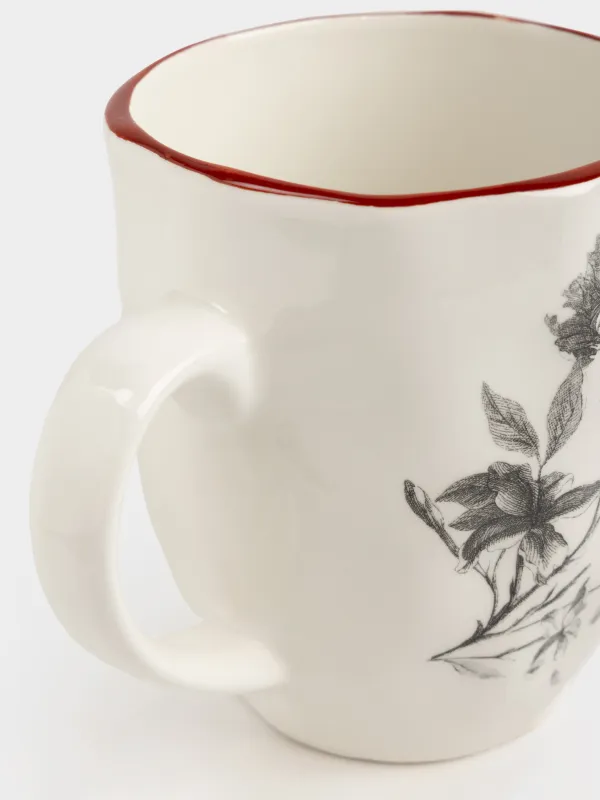 Кружка, 390 мл, керамика D, белая, Графичные цветы, Floria graphic, image-3