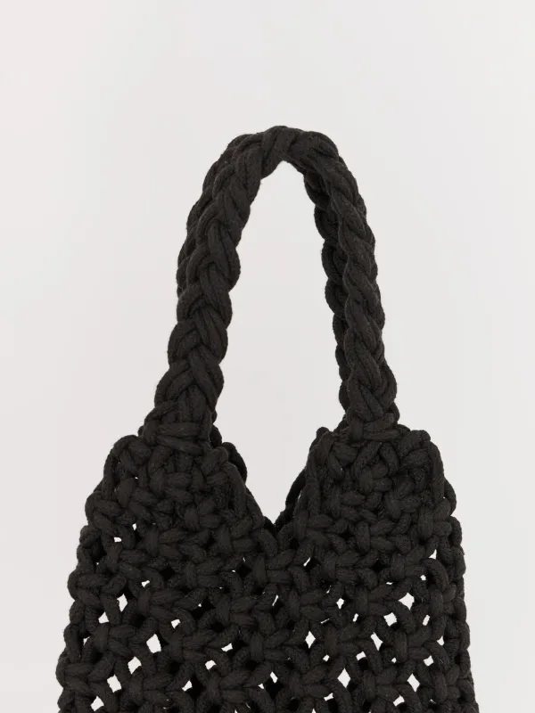 Сумка пляжная, 33х21 см, плетеная, хлопок, черная, Stintino, image-2