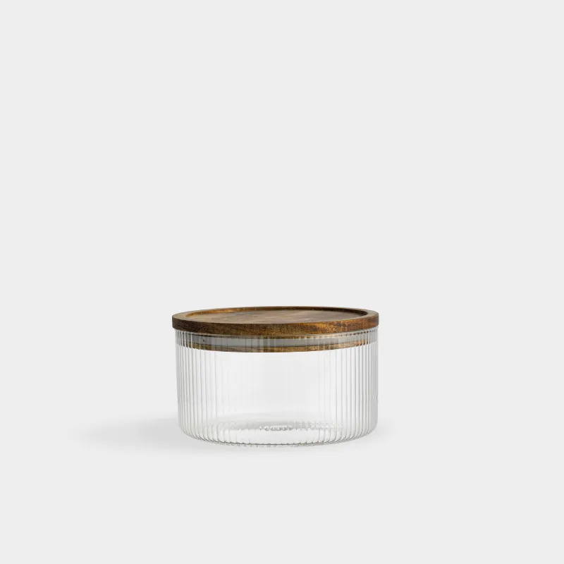 Банка для сыпучих продуктов, 500 мл, стекло Б/дерево, Ravi wood, image-0