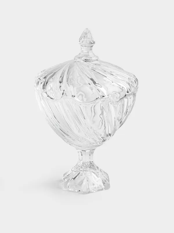 Конфетница, 14х23 см, 480 мл, на ножке, с крышкой, стекло Р, Torsido, image-0