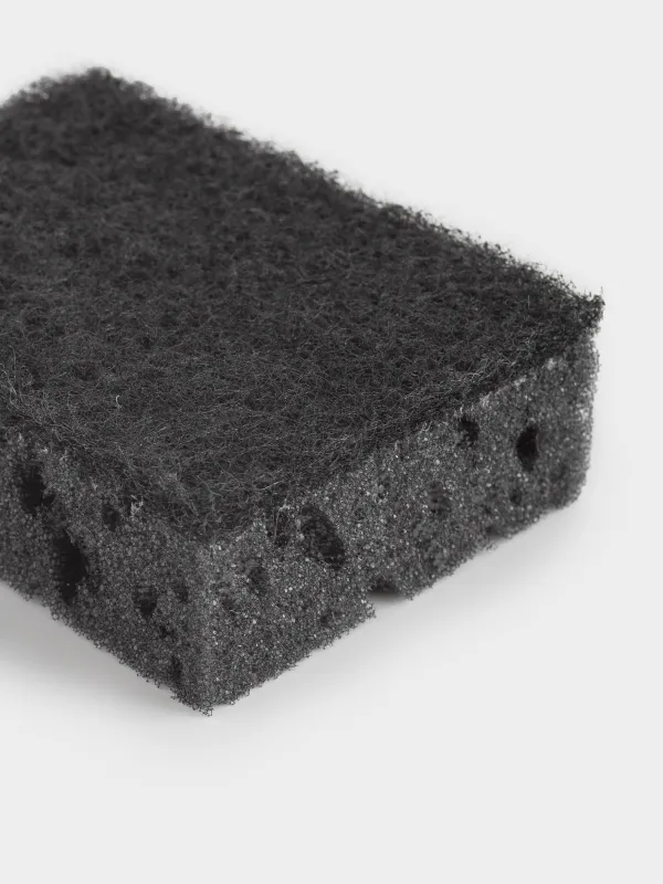 Губка для мытья посуды, 10x7 см, 5 шт, поролон/абразив, черная, Black clean, image-4