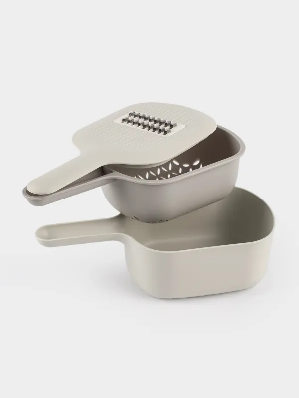 Терка, 29х14 см, 4 насадки, с контейнером, с ручкой, пластик/сталь, серая, Matto, image-7