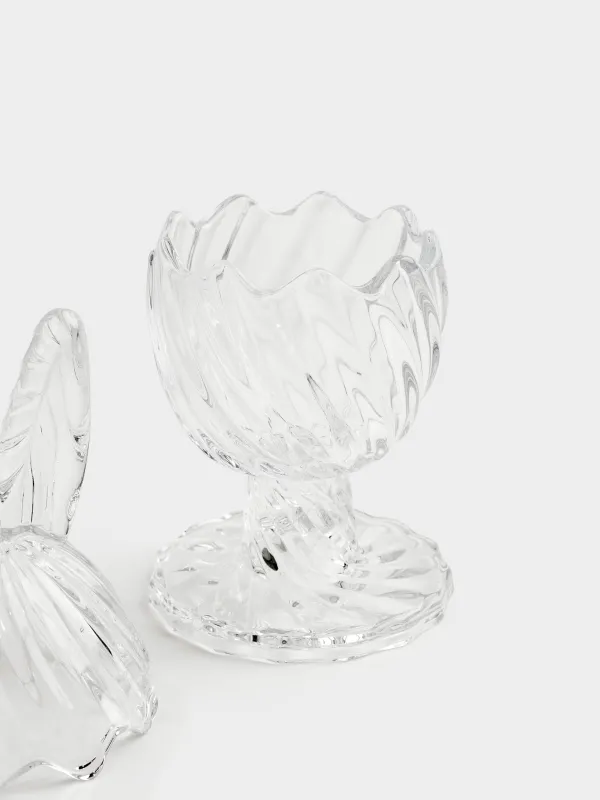 Конфетница, 8х22 см, 170 мл, на ножке, с крышкой, стекло Р, Ушки кролика, Camellia, image-2