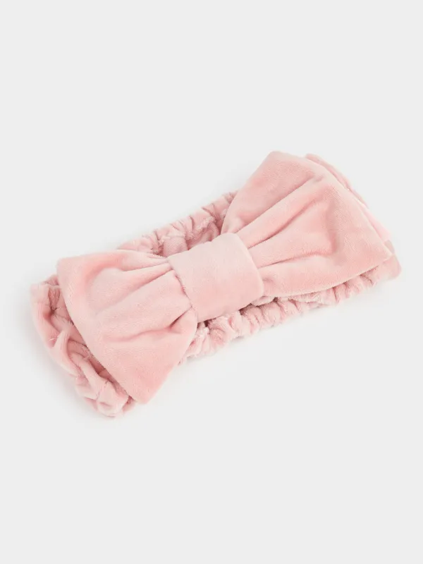 Повязка для волос, 19х7 см, полиэстер, пудровая, Бант, Glamor, image-1