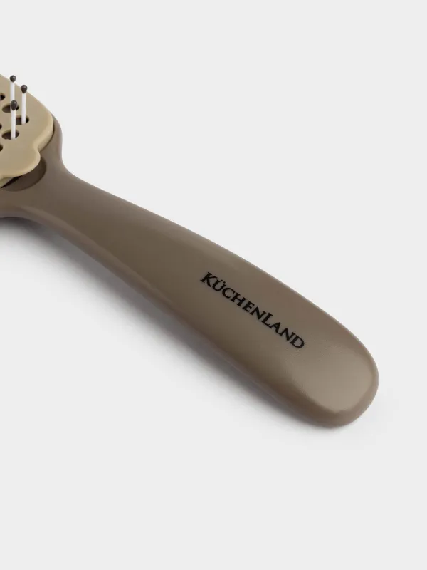 Расческа массажная для волос, 22 см, с насадкой для очищения, пластик, бежевая, Affinity, image-3