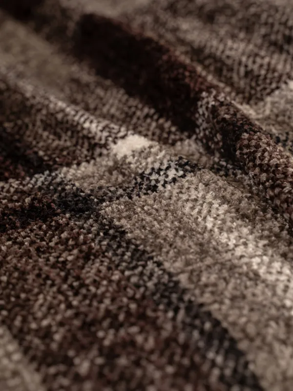 Плед, 130х170 см, с бахромой, шенилл, коричневый, Клетка, Hazel, image-2