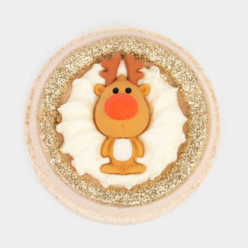 Бомбочка для ванны, 130 гр, с игрушкой, бежевая, Молочный шоколад, Олень, Winter deer