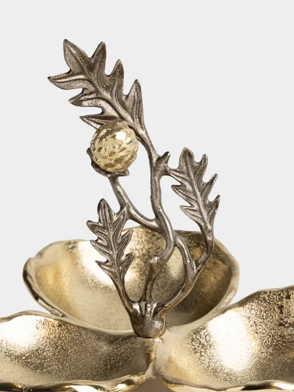 Менажница, с декором, 27х23 см, Шишка, Fantastic gold, image-2