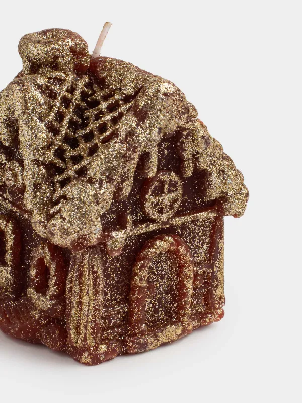 Свеча, 7х9 см, с блестками, бордовая, Домик, House shape, image-4
