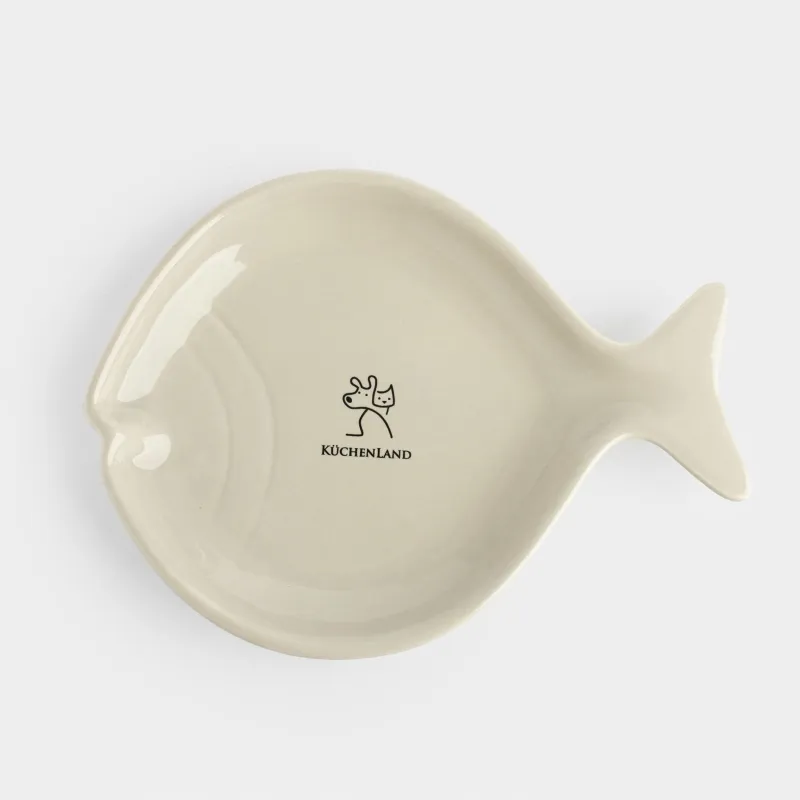 Миска для животных, 18х14 см, 100 мл, плоская, керамика D, серая, Рыба, Whiskers