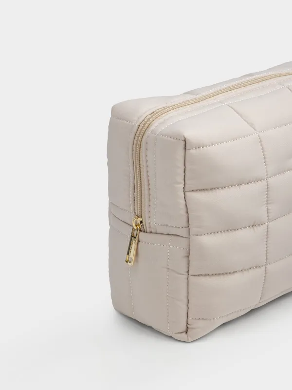 Косметичка, 18х26 см, стеганая, полиэстер, бежевая, One stitch, image-3