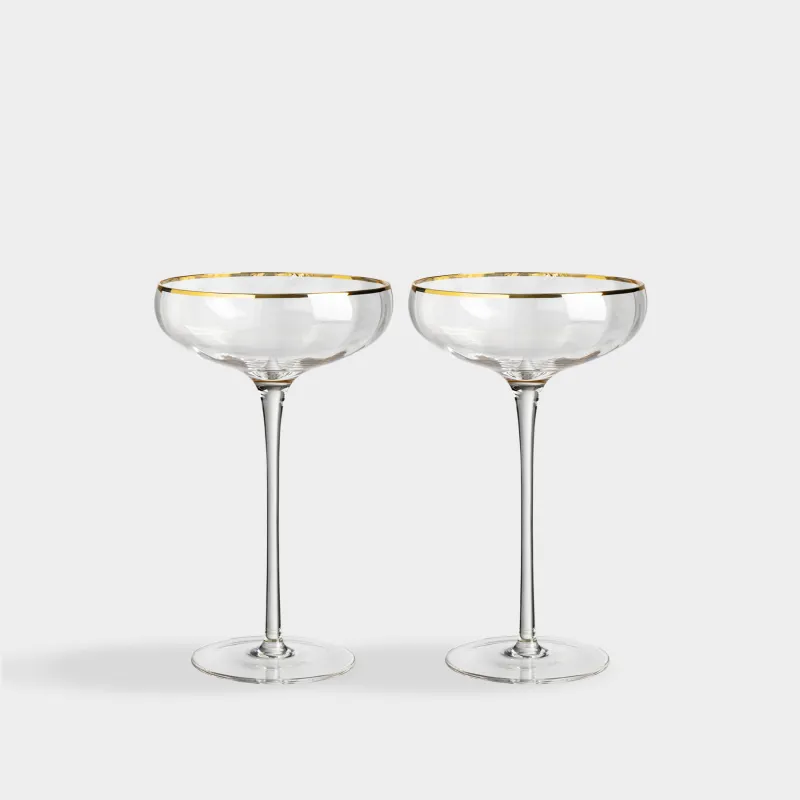 Бокал-креманка для шампанского, 2 шт, с золотистым кантом, Filo R gold