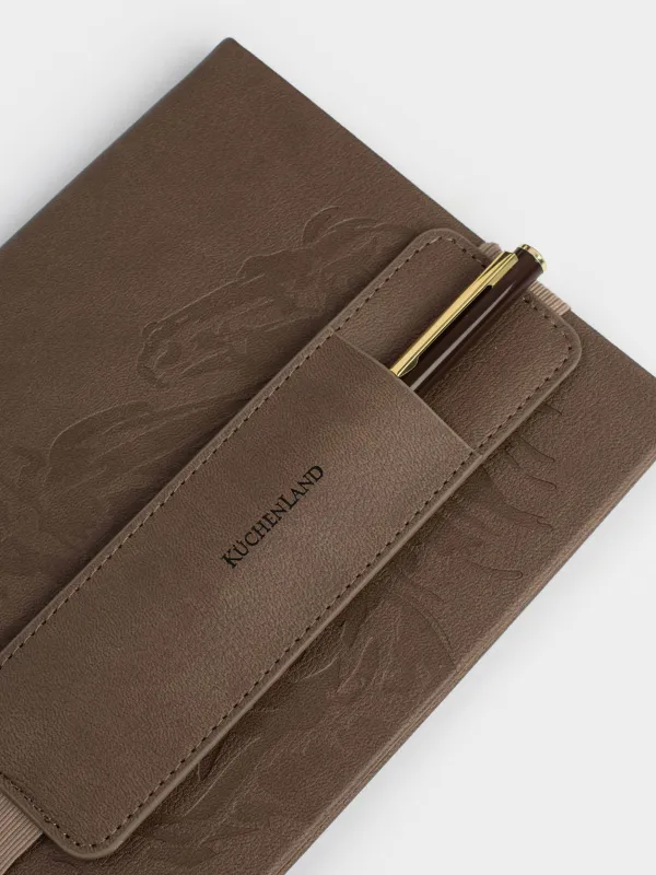 Блокнот для записей, 15х20 см, 80 л, с ручкой, полиуретан, коричневый, Лошадь, B&G, image-1