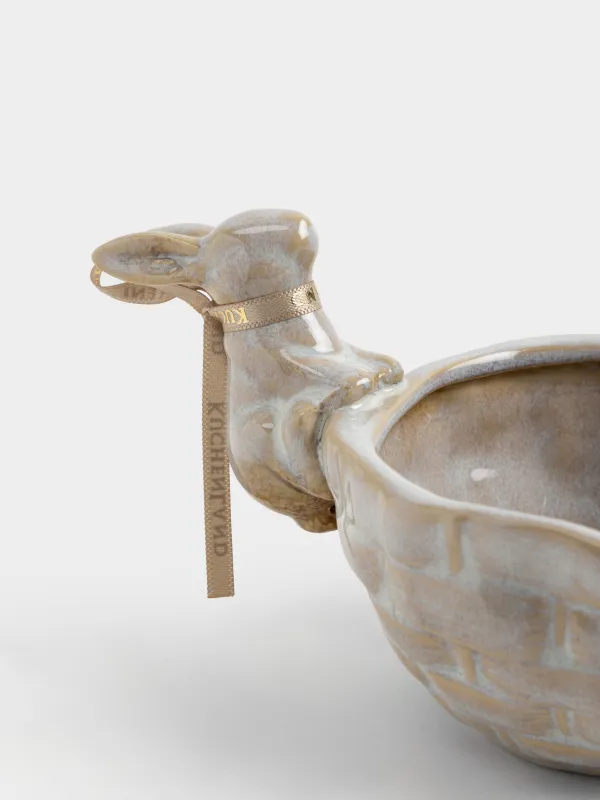 Пиала, 12х10 см, 210 мл, фарфор P, молочно-коричневая, Кролик на корзине, Rustic Easter, image-2