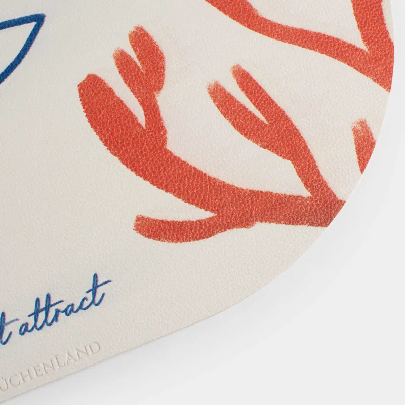 Салфетка под приборы, 30x45 см, ПВХ, овальная, молочная, Рыба в кораллах, Rock print, image-4