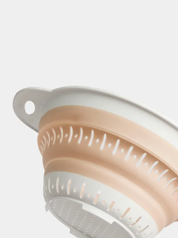 Дуршлаг, 20 см, складной, пластик/резина, круглый, бежевый, Foldaway, image-3