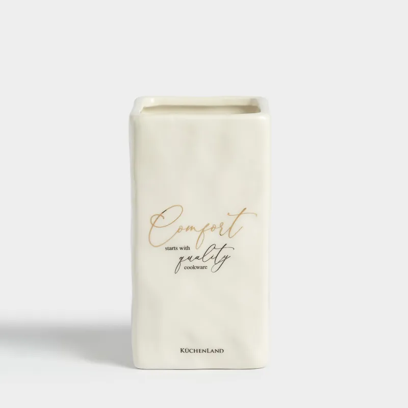 Подставка для кухонных принадлежностей, 15 см, керамика D, молочная, Мятый эффект, Crumple kitchen