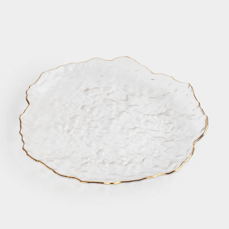 Блюдо, 26 см, стекло, с золотистым кантом, Nautilus gold