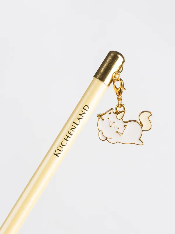 Карандаш, 18 см, чернографитный, с подвеской, золотистый, Кот-единорог, Cat-unicorn, image-2