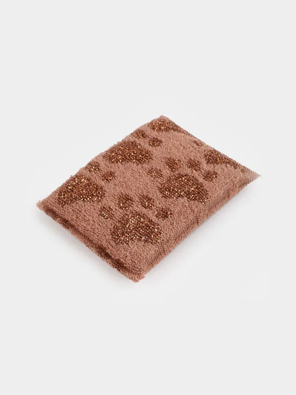 Губка для мытья посуды, 12х9 см, двустронняя, полиэстер/поролон, бронзовая, Лапки, Clean, image-2