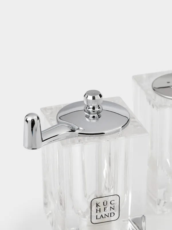 Набор для соли и перца, 9 см, с мельницей, акрил/пластик, Cube, image-4